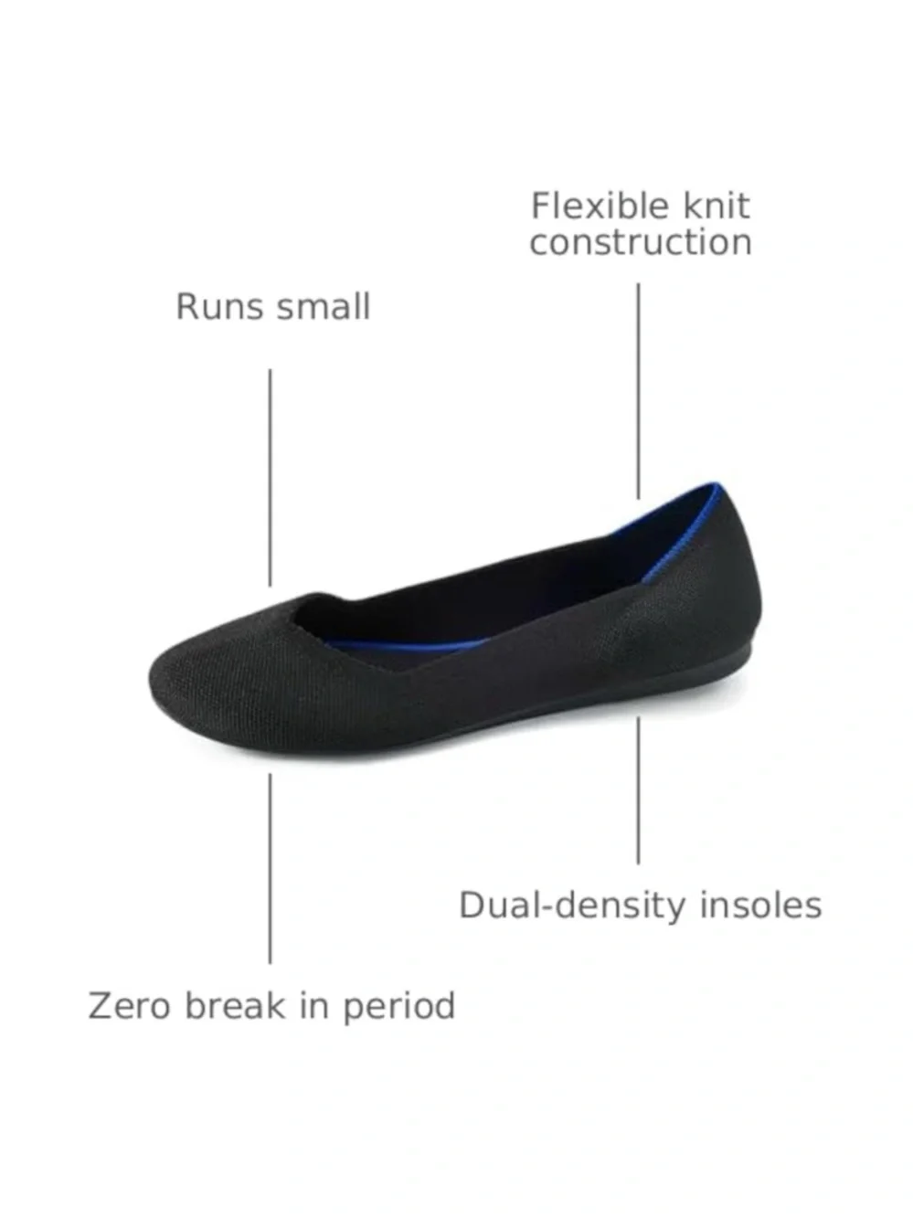 Rothy's The Flat Solid Black Knit Fabric Round Toe Flats - Picture 2 of 15